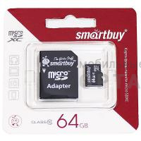 Карта памяти MicroSD 64 Гб Smartbuy Сlass 10 Pro UHS-I U3 (70/90 Mb/s) + SD адаптер