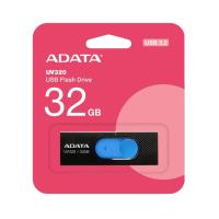 Флешка USB 32 Гб ADATA UV320, USB3.2, пластик, R-100 MB/s, черный, синяя вставка