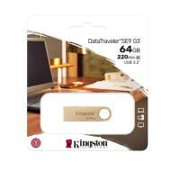 Флешка USB 64 Гб Kingston DataTraveler SE9 G3, USB3.2, металл, золотой